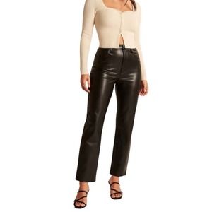 Abercrombie & Fitch Vegan Leather Ankle Straight Pant Ultra-High Rise NWT 31/12S